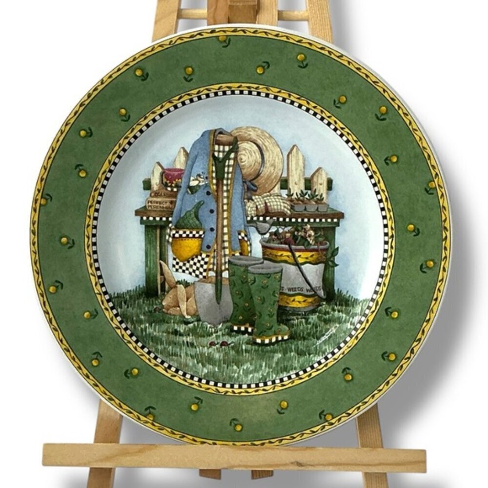 Vintage Gardening Theme Plate Debbie Mumm Garden Vignette Sakura Retired 1999 - Picture 3 of 16